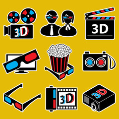 3d movie devices. icon set(vector, CMYK)