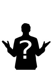 Businessman and question mark