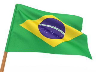 flag fluttering in the wind. Brazil
