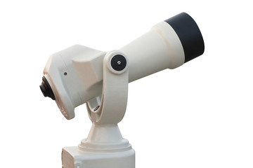 Tourist-type telescope. Isolated on white, with clipping path.
