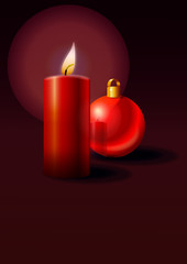 Kerze mit Weihnachtskugel