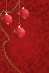 rote weihnachtskarte mit Kugeln