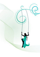 woman in green dress on swing 