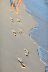 Footprints on tropical beach