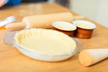 Baking a pie closeup
