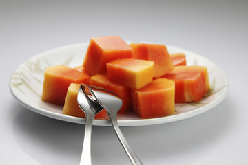 cube of papaya