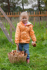 girl with a basket of ceps