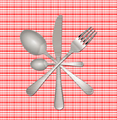 Gabel, Messer und Löffel mit Beschneidungspfad