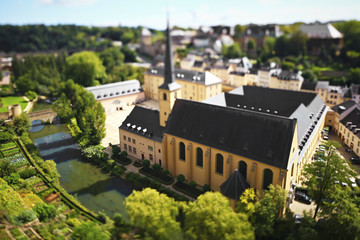 Fototapeta na wymiar Historical town with a church miniature