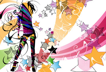 background with abstract silhouette and stars