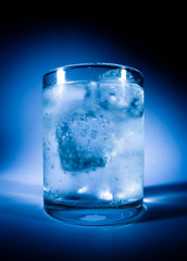 misted over glass of water with ice