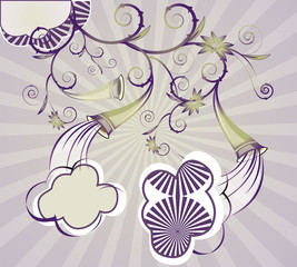 abstract background with fanfares and clouds