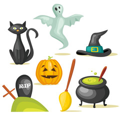 Halloween icons, vector illustration