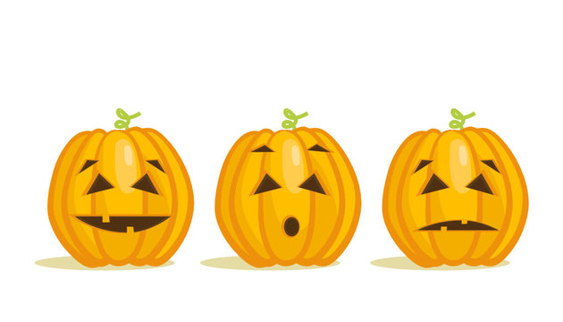 Cute Halloween pumpkins, vector illustration