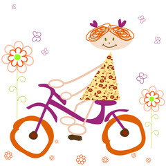 Little girl on a bycikle © Larysa Diachenko