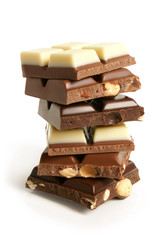 Stack of chocolate pieces