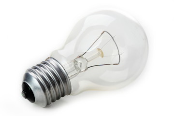 Clear light bulb with filament showing