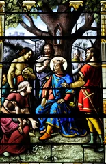 Poster Frankrijk, gebrandschilderde ramen in de kerk van Houlgate in Normandië © PackShot