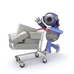 Robot with shopping cart