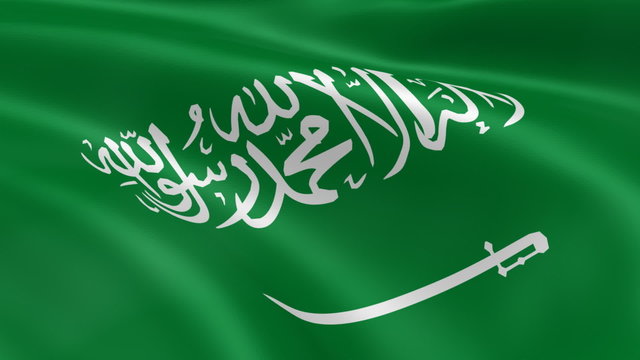 Saudi Arabian flag in the wind. Part of a series.