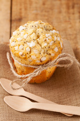 poppy seed muffin in rustic style