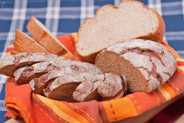 Sliced homemade brown bread.