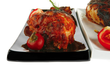 grilled drumstick on plates