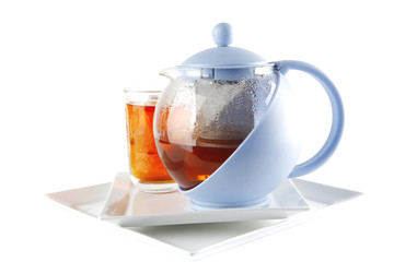 tea in glass and kettle