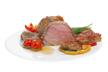 meat served on plate