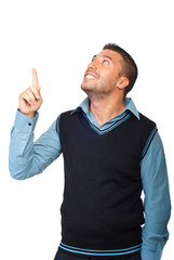 Executive male indicate up to copy