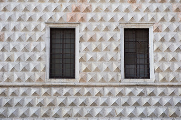 Facade of the Diamonds Palace in Ferrara, Italy