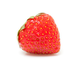 One fresh strawberry over white background
