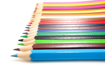 colored pencils in a row