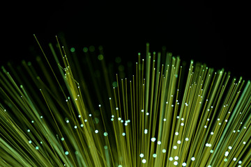 Fiber optics close-up, modern computer communication technology