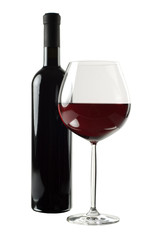 Bottle and glass of red wine