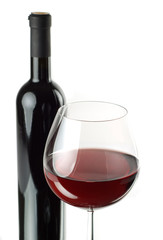 Bottle and glass of red wine