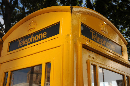 Yellow Phone Boxes On Guernsey