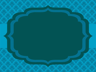 Blue vintage frame with damask ornaments