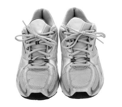 Silver Sneakers Isolated On The White Background