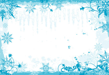 Winter grunge floral background, vector