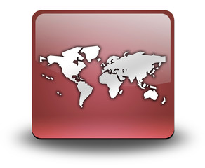Red 3D Effect Icon "World Map"