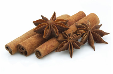 Spices. Cinnamon and an anise