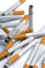 cigarettes lying on a white background