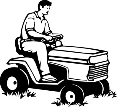 Riding Lawnmower Operator Vinyl Ready Vector Illustration