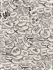 Collage of comic book dialogue bubbles