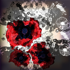 glittering poppies on a lace background - 26212930