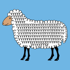 Sheep vector background hand draw cartoon