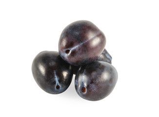 ripe plums isolated on white background
