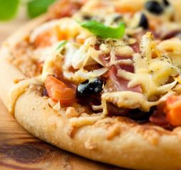 Freshly baked homemade pizza
