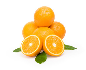 Several oranges on white background